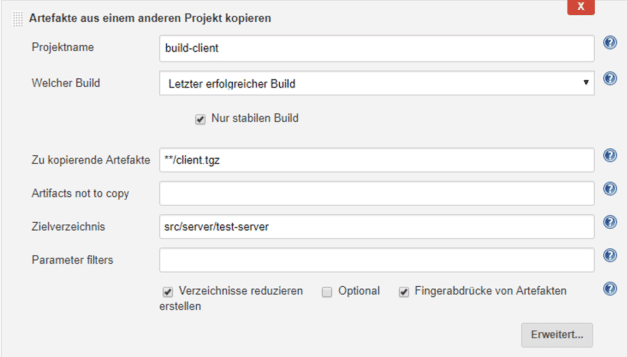 Artefakte aus einem anderen Projekt kopieren