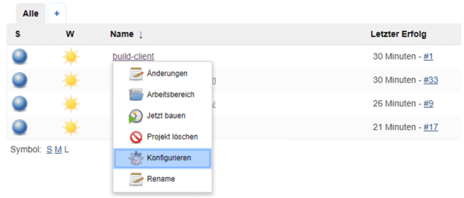 Mit einem Klick Konfigurieren auswählen