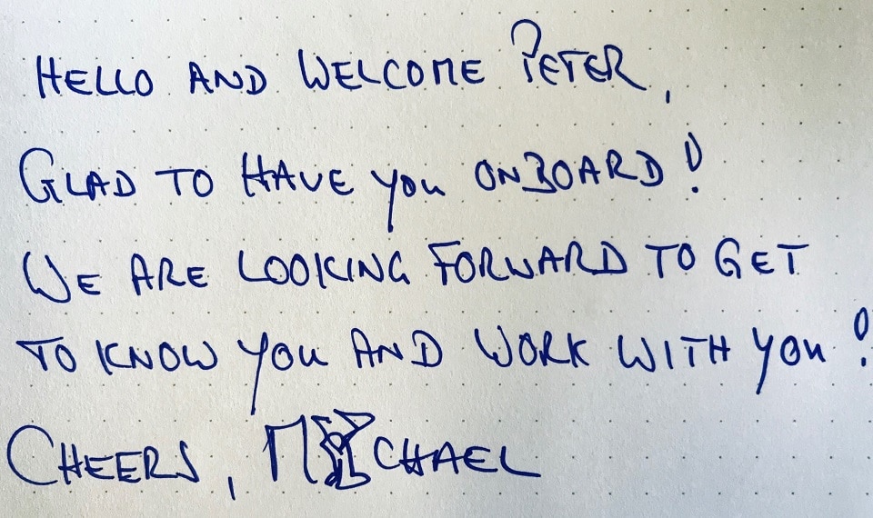 Onboarding - Welcome someone new with a litte note Onboarding - Welcome someone new with a litte note