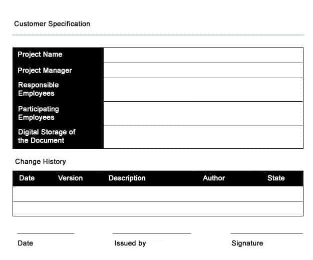 Customer Specification - an example