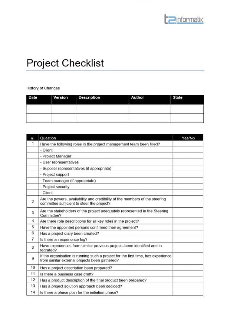 Project Checklist as Download