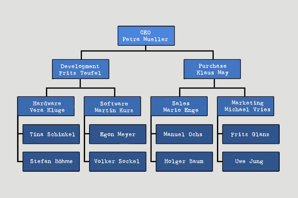 Organisation Chart - example with a hierarchical organisation