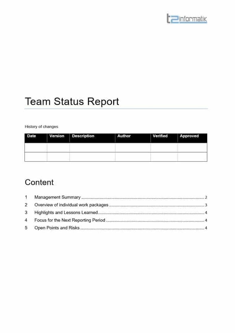 Team Status Report Template as Download