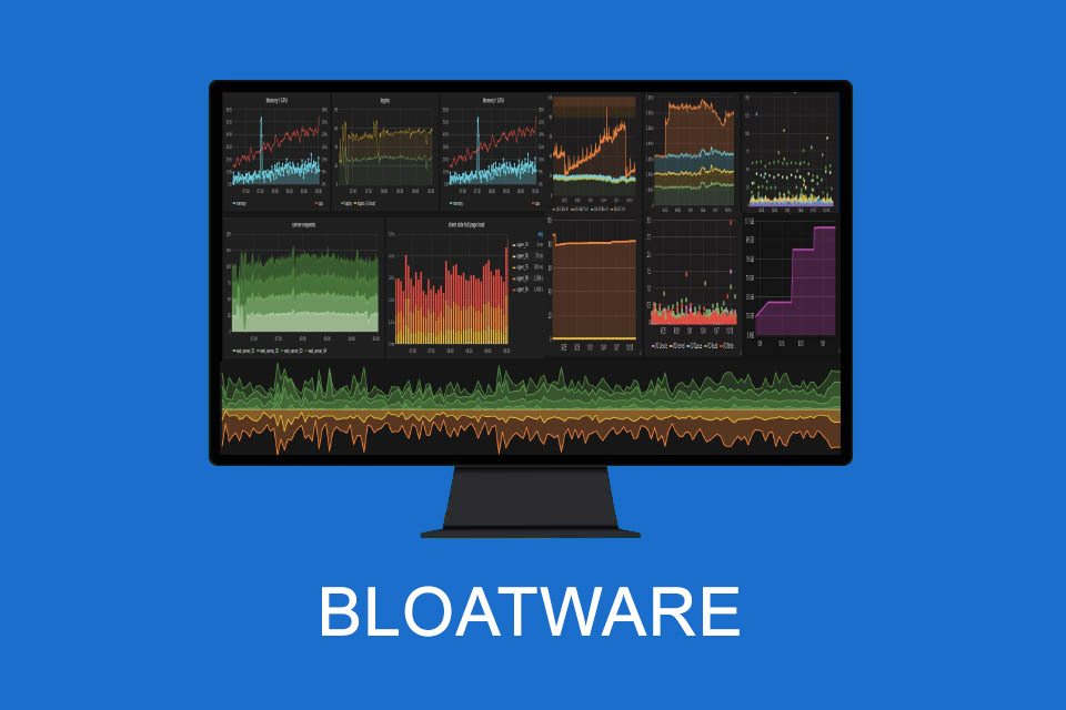Bloatware - software with an excessive number of unnecessary, unused features