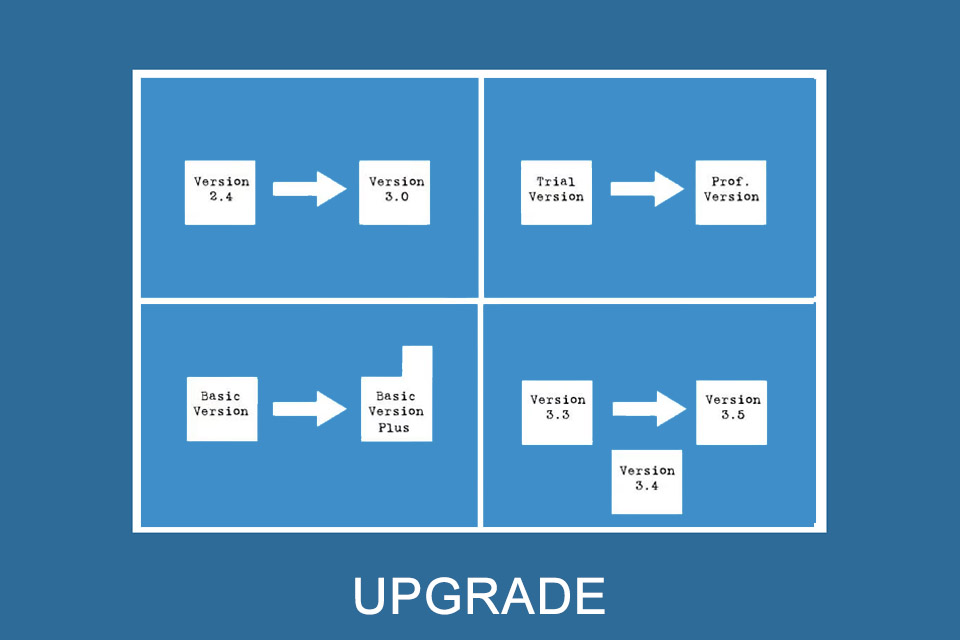 Upgrade - the improved version of a product or service