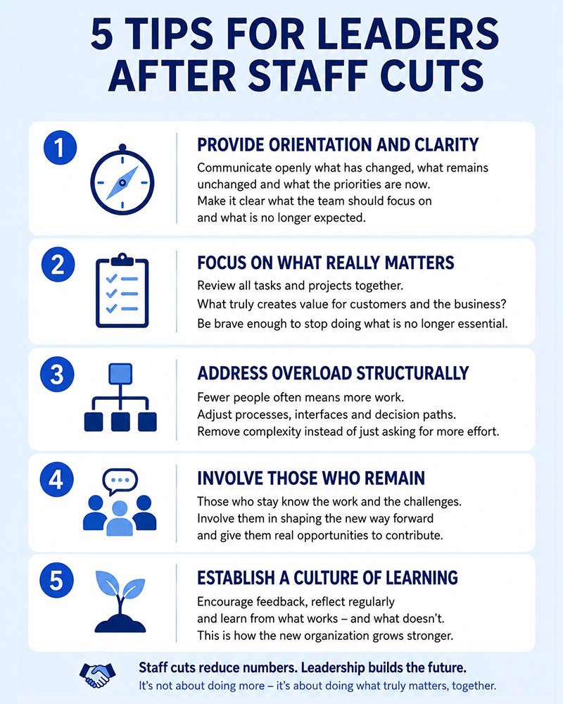 5 Tips for leaders after staff cuts 5 Tips for leaders after staff cuts