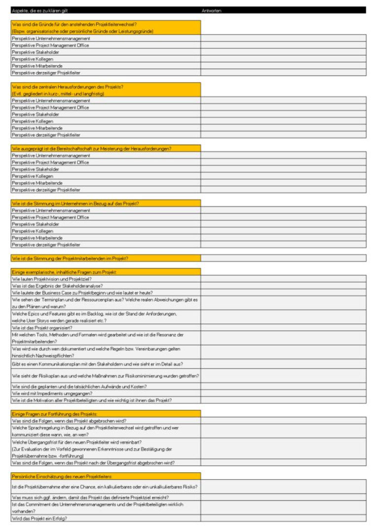 Projektleiterwechsel Checkliste Download