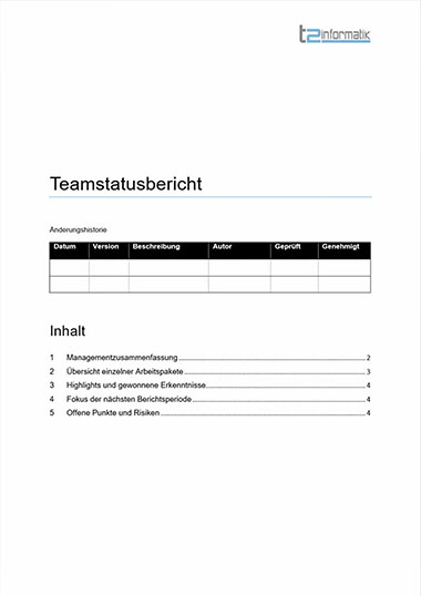 Teamstatusbericht Vorlage Download