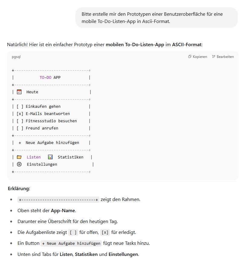 ChatGPT-Dialog zur Prototypenerstellung