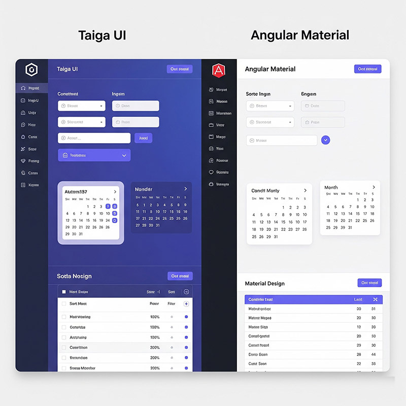 Comparison of Taiga UI and Angular Material