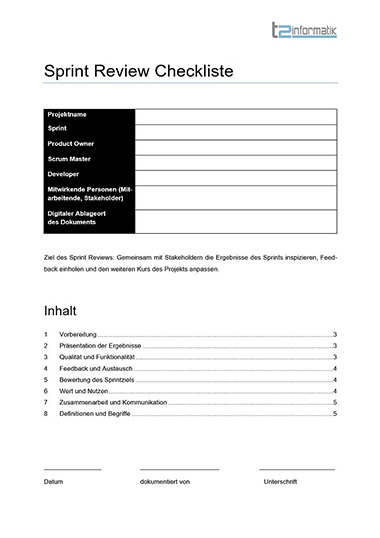 Sprint Review Checkliste zum Mitnehmen Sprint Review Checkliste zum Mitnehmen
