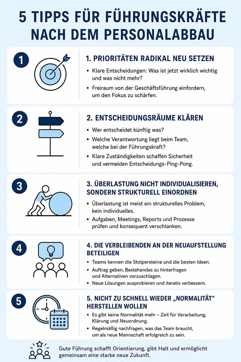 5 Tipps für Führungskräfte nach dem Personalabbau 5 Tipps für Führungskräfte nach dem Personalabbau