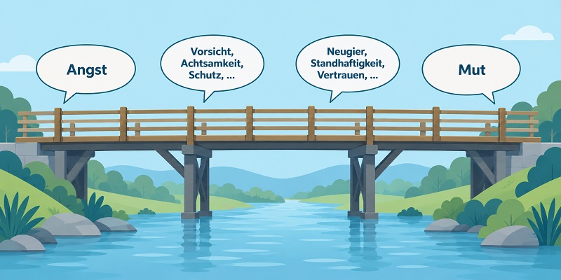 Werte-Quadrat als Brücke: Schrittweise von Angst in Richtung Mut